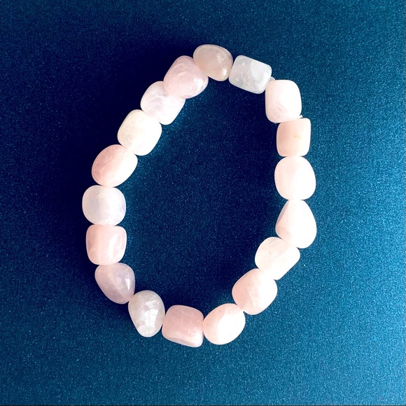 Rose Quartz Tumbled Stone Stretch Bracelet - Picture 1 of 5